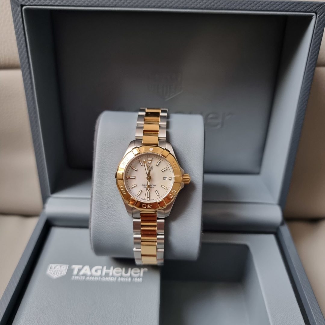 tag heuer aquaracer gold plated and stainless steel ladies watch