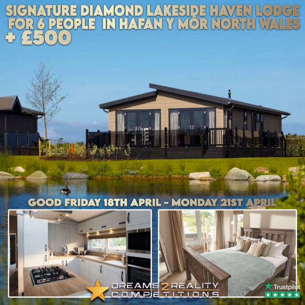Haven Signature Diamond-Lakeside Lodge for 6 On Easter Weekend + £500