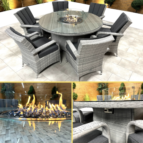 6 Seat Garden Dining Set & Fire Pit - Image 2